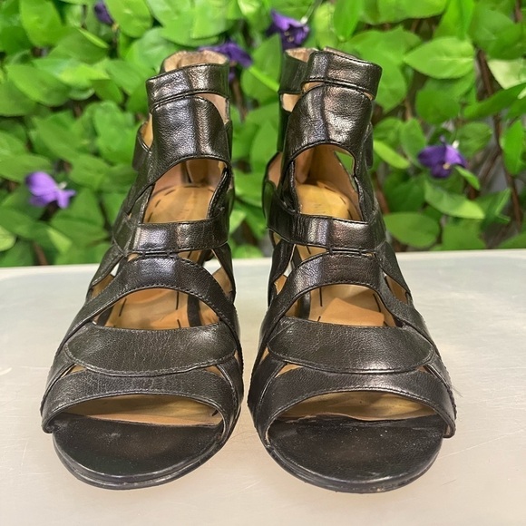 Nine West Black NWCurri Leather Healed Ankle Sandals Womens Size 5M Zip … - Picture 3 of 14